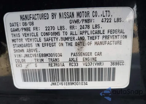 2009 Infiniti G37 Journey z USA, uszkodzony, nr VIN JNKCV61E89M301034